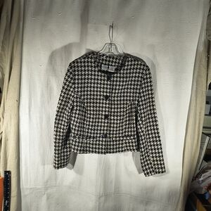 Miss Selfridge England Women's Size Large Houndstooth Black and White Jacket